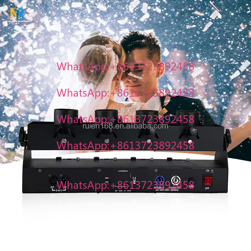 Confetti Cannon Tube - DMX512対応、4連式の紙吹雪マシン。ステージ用、カラーペーパー用。式典、パーティー、結婚式、ステージショーに最適。