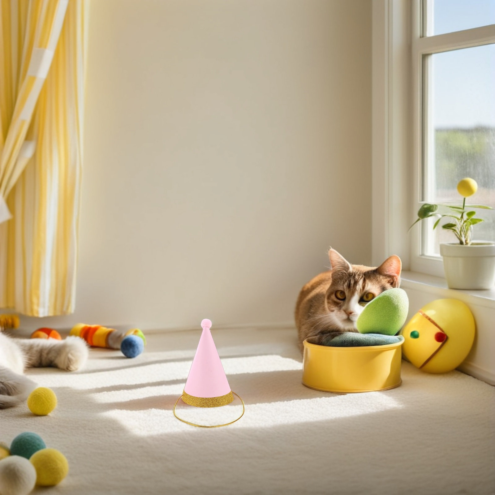 Party Hat Cone - 16個入り ペット用誕生日帽子。快適な着用感で、子犬や子猫にぴったり。簡単にかぶれて使えるミニサイズの犬や猫用パーティーデコレーション帽子。