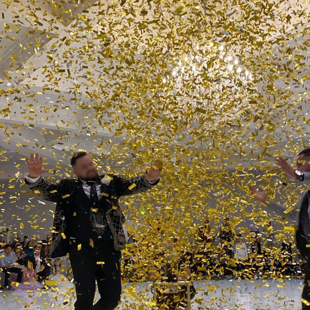 1kg/ロット 長方形のゴールド・シルバーPET紙吹雪 メタ - Confetti Cannon Tube のレビューと価格