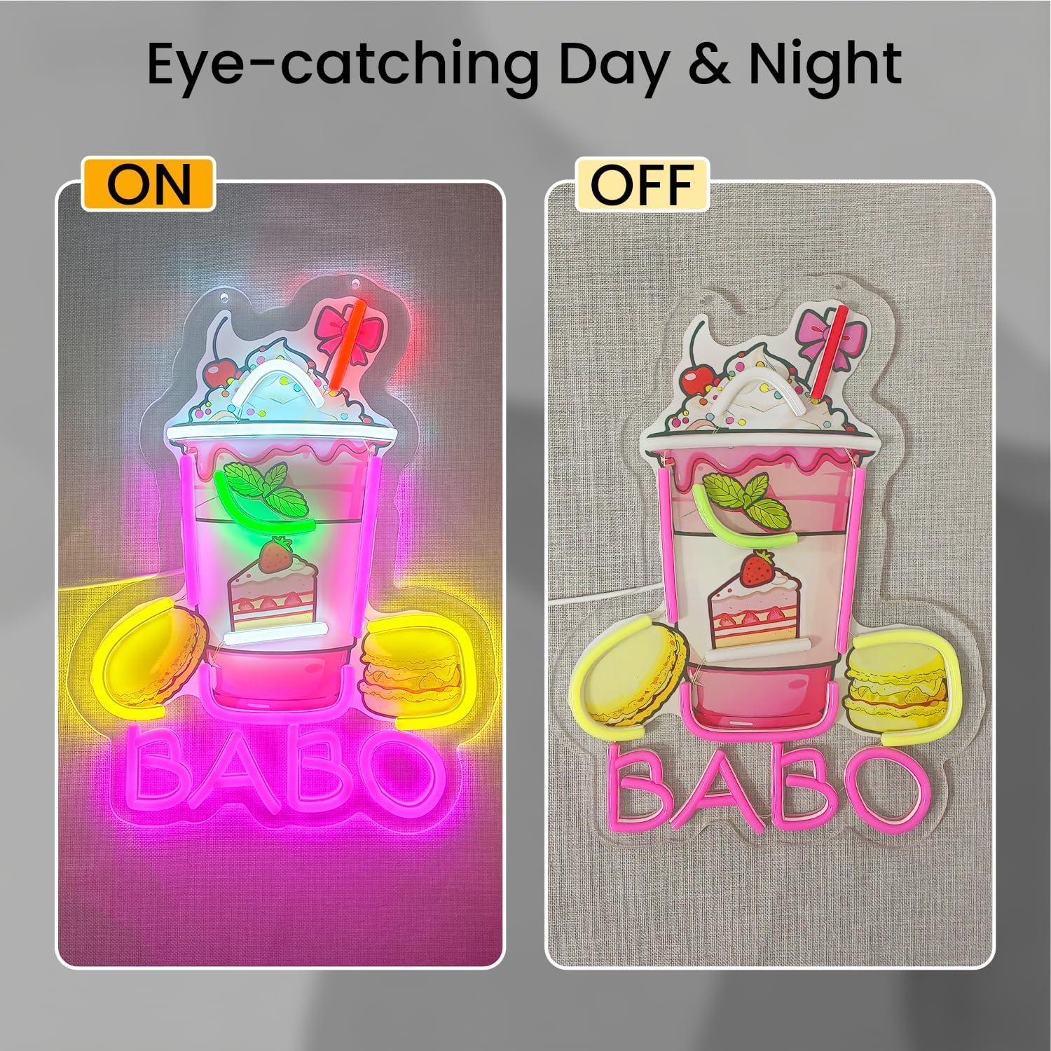 ボバネオンサイン、光るバブルティーサイン。カフェ、ボババー、 - Neon Sign Party のレビューと価格